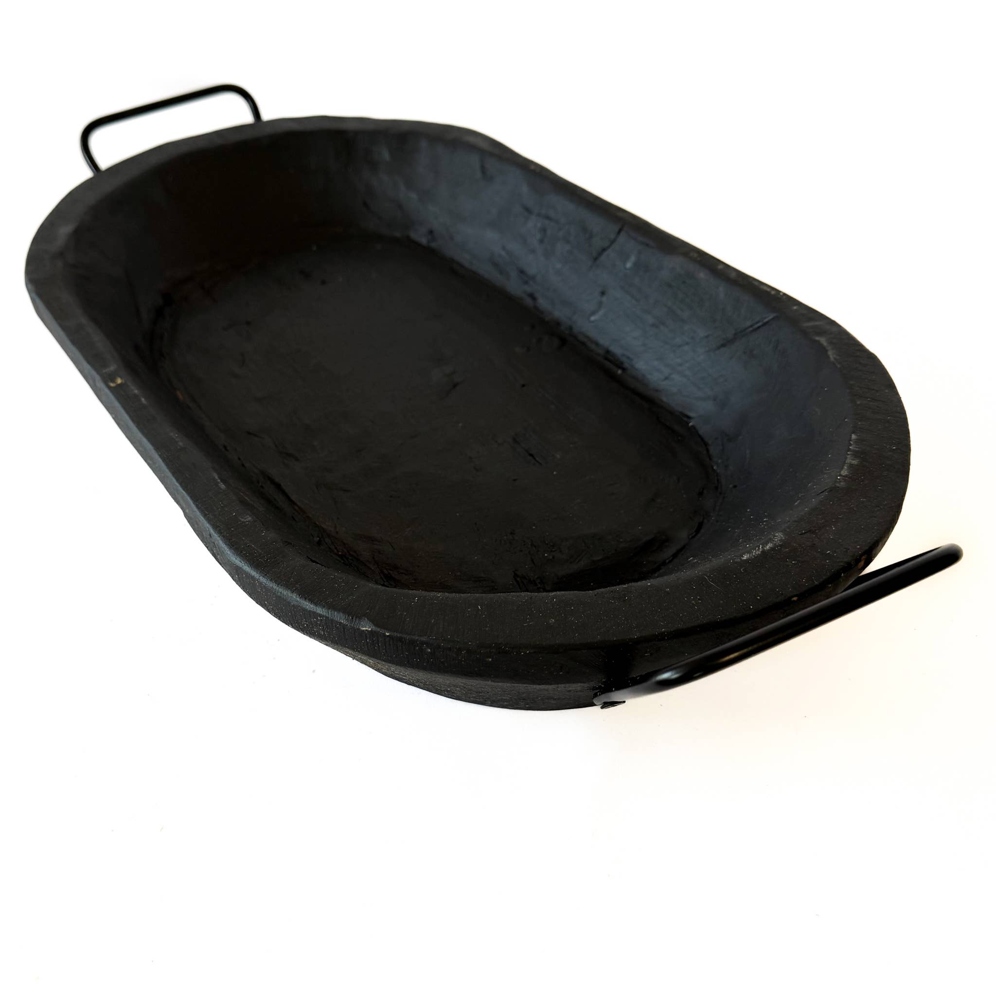 Black Medium Carved Bowl With Handles