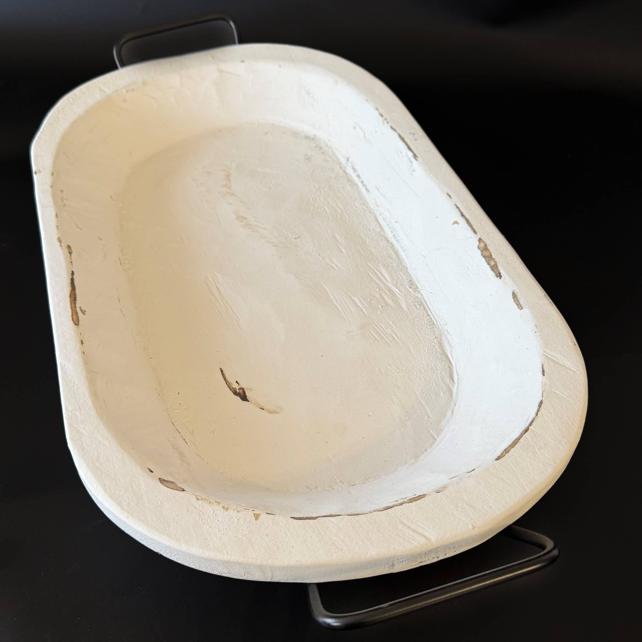 White Medium Carved Bowl With Handles