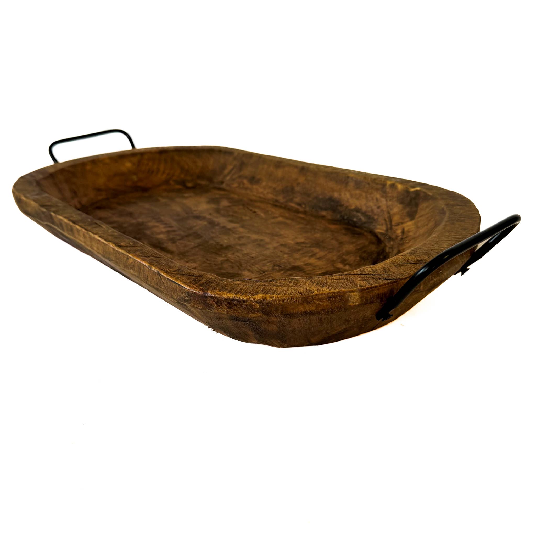 Natural Medium Carved Bowl With Handles