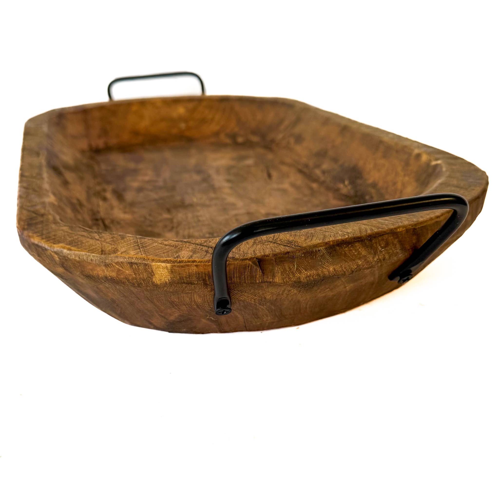 Natural Medium Carved Bowl With Handles