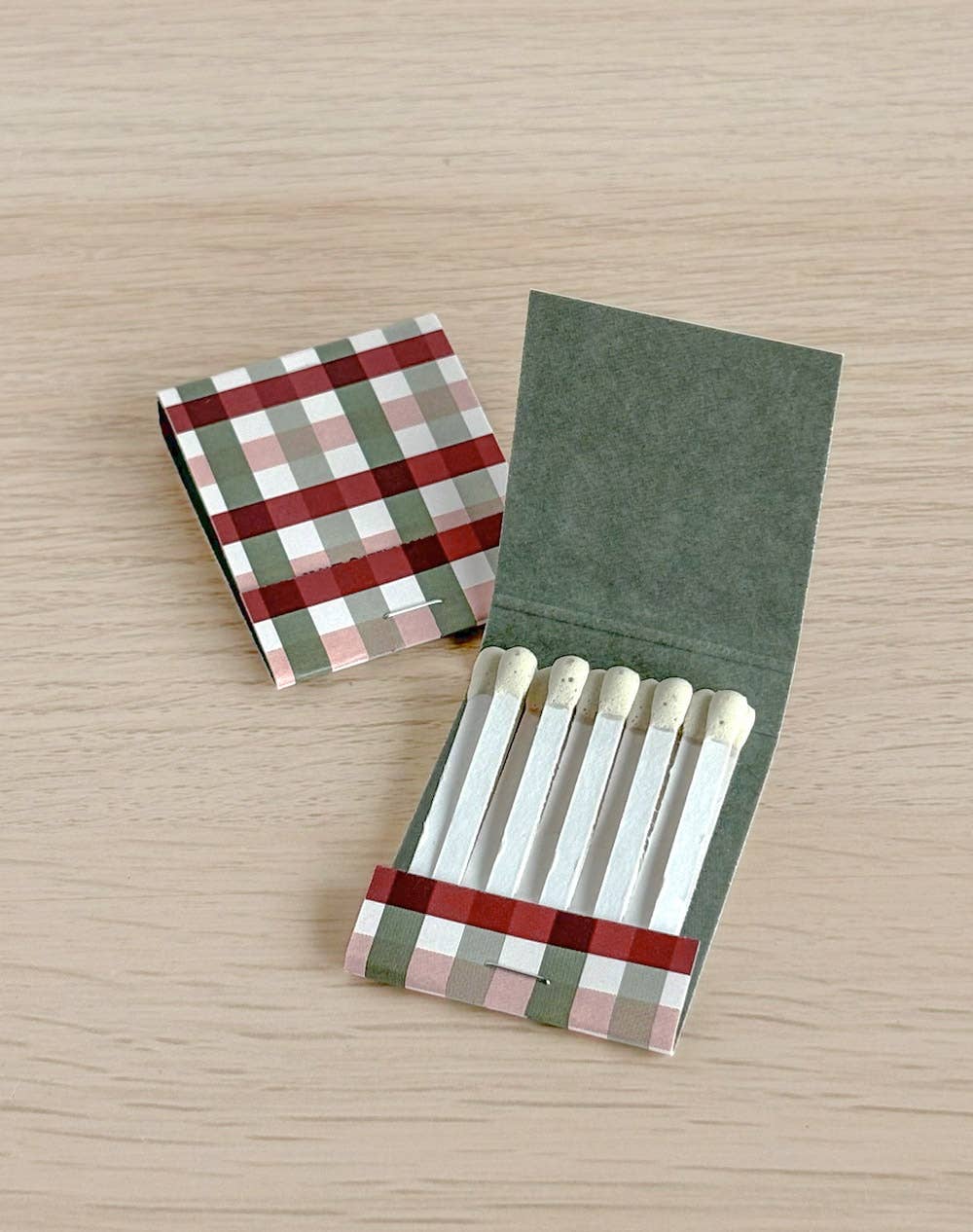 Green Plaid Matchbook