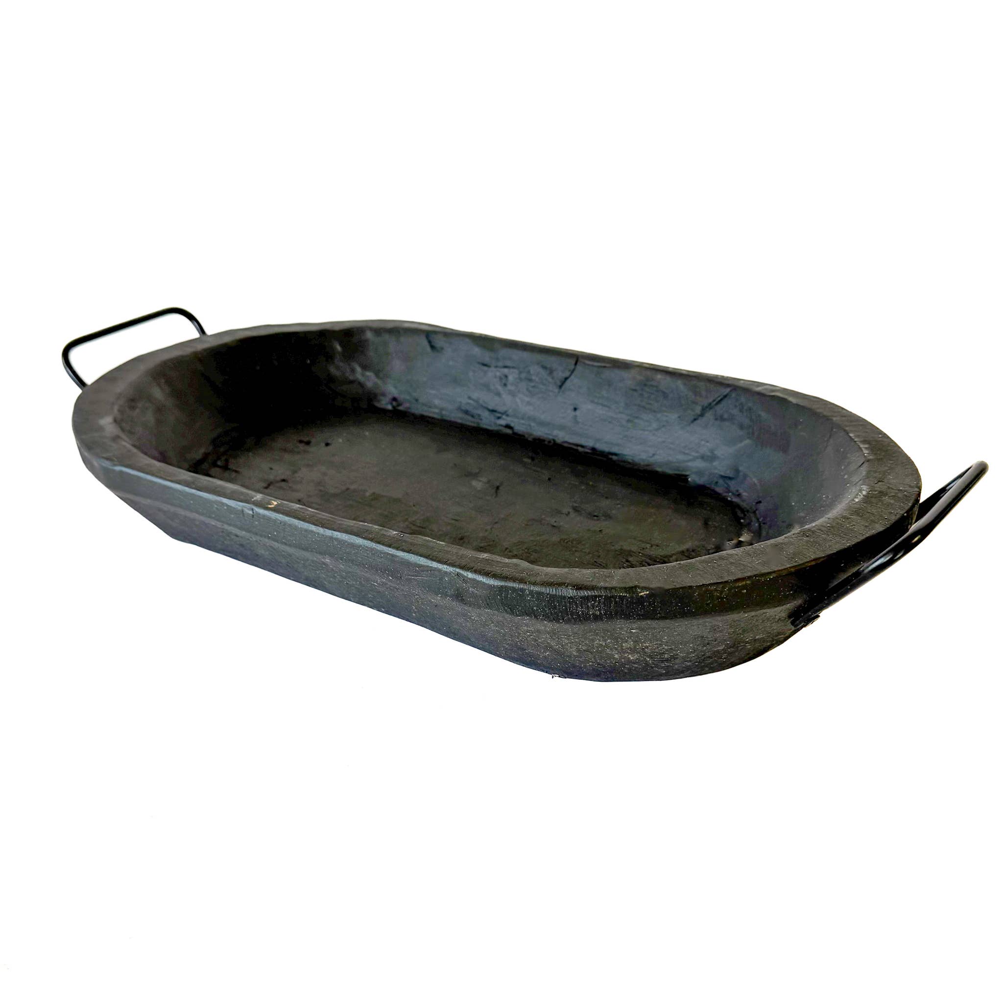 Black Medium Carved Bowl With Handles