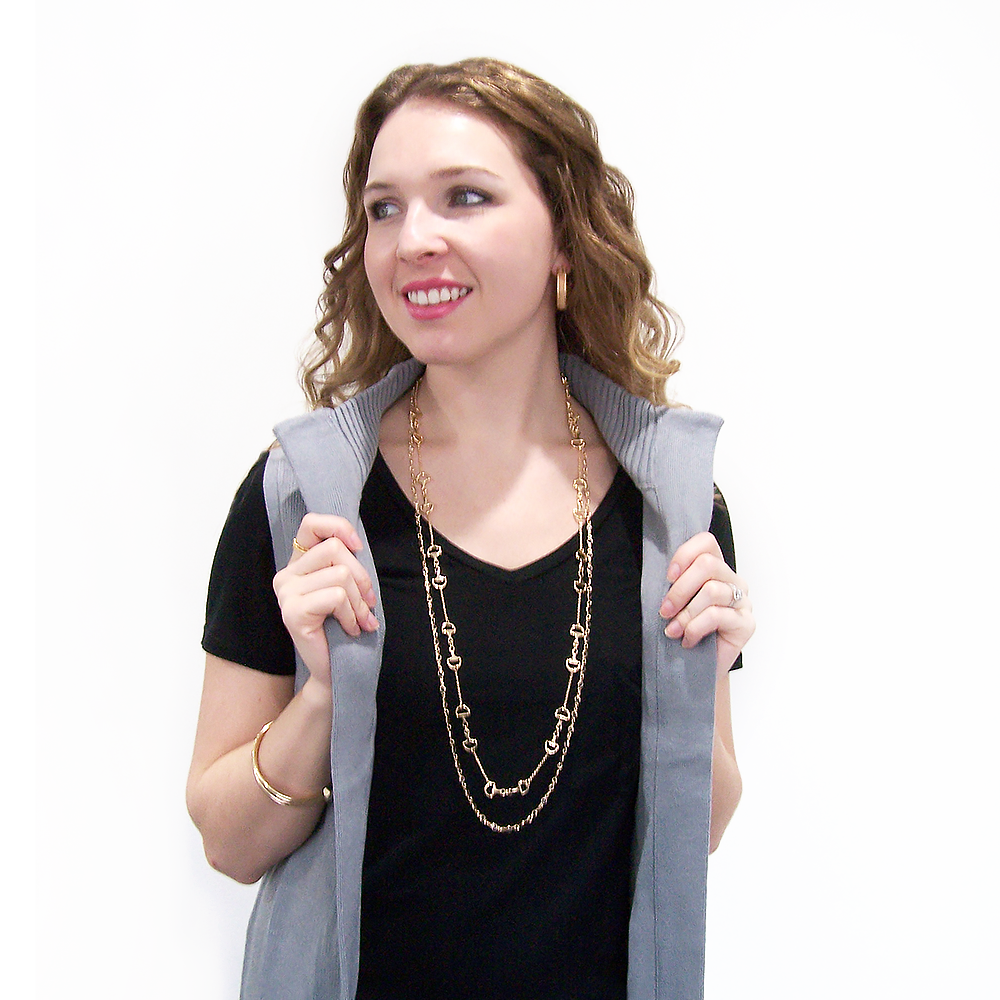 Fornash Long Baby Horsebit Necklace: Silver