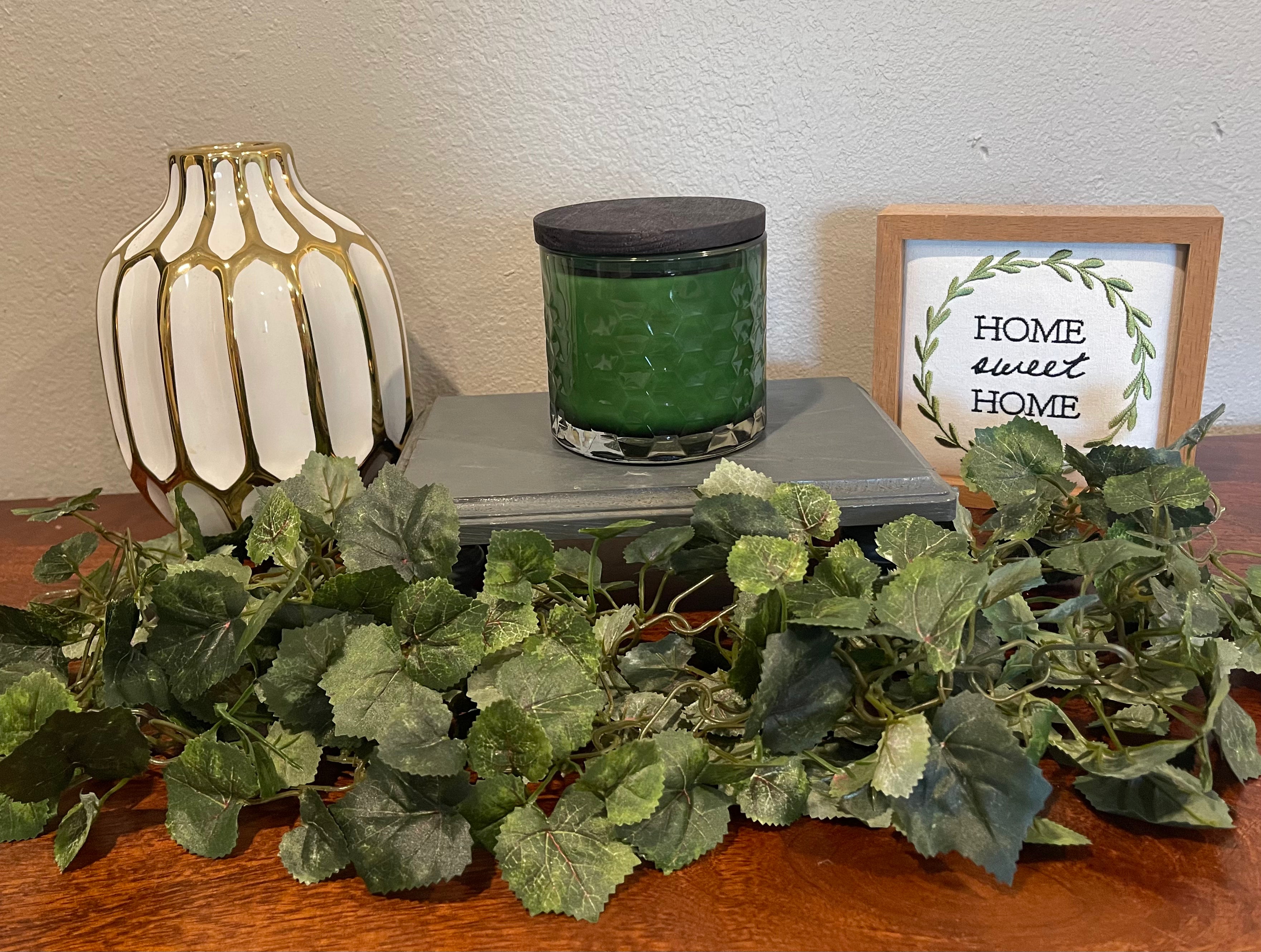 Forest Green Hexagon Candle with Black Wood Lid