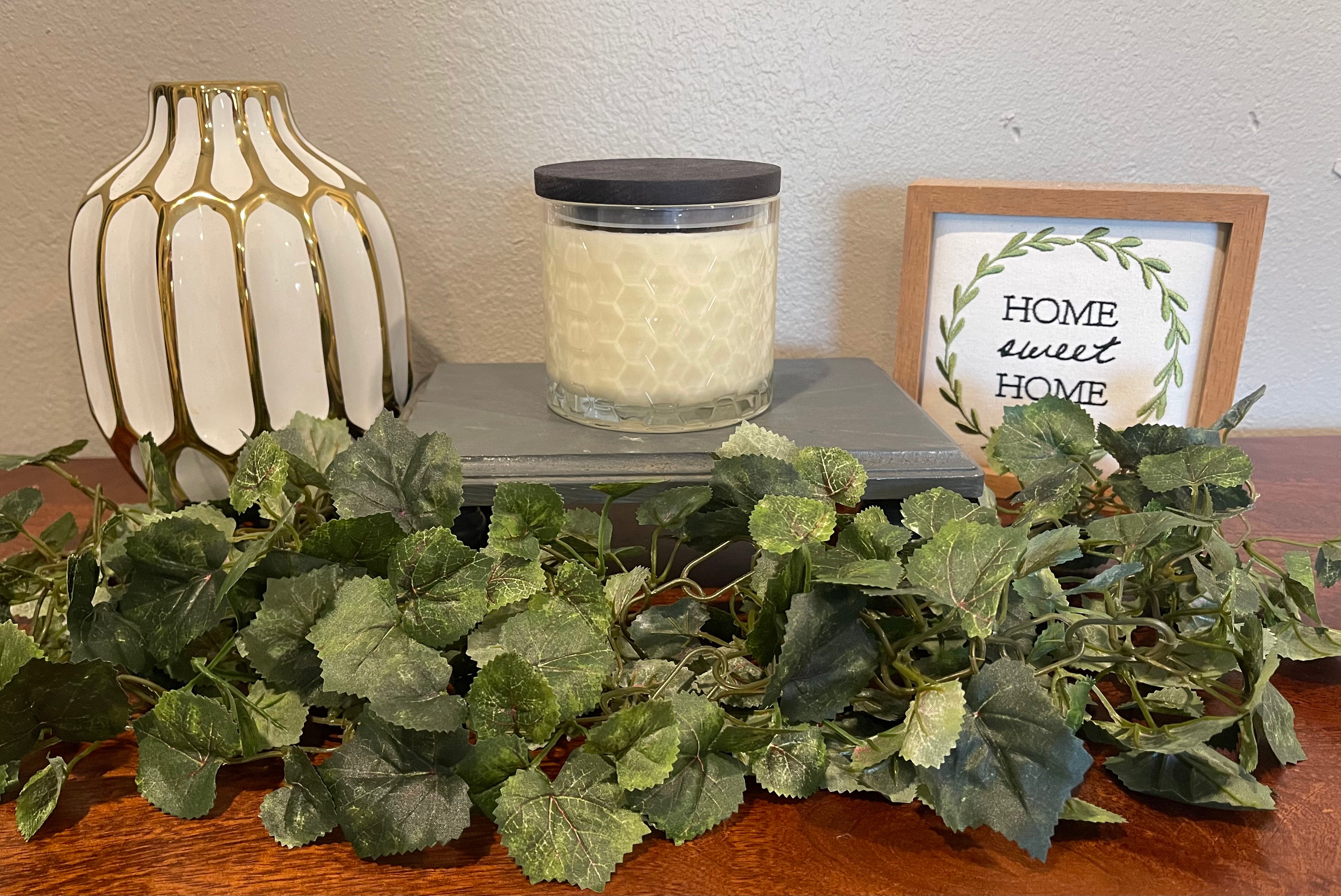 Clear Hexagon Candle with Black Wood Lid
