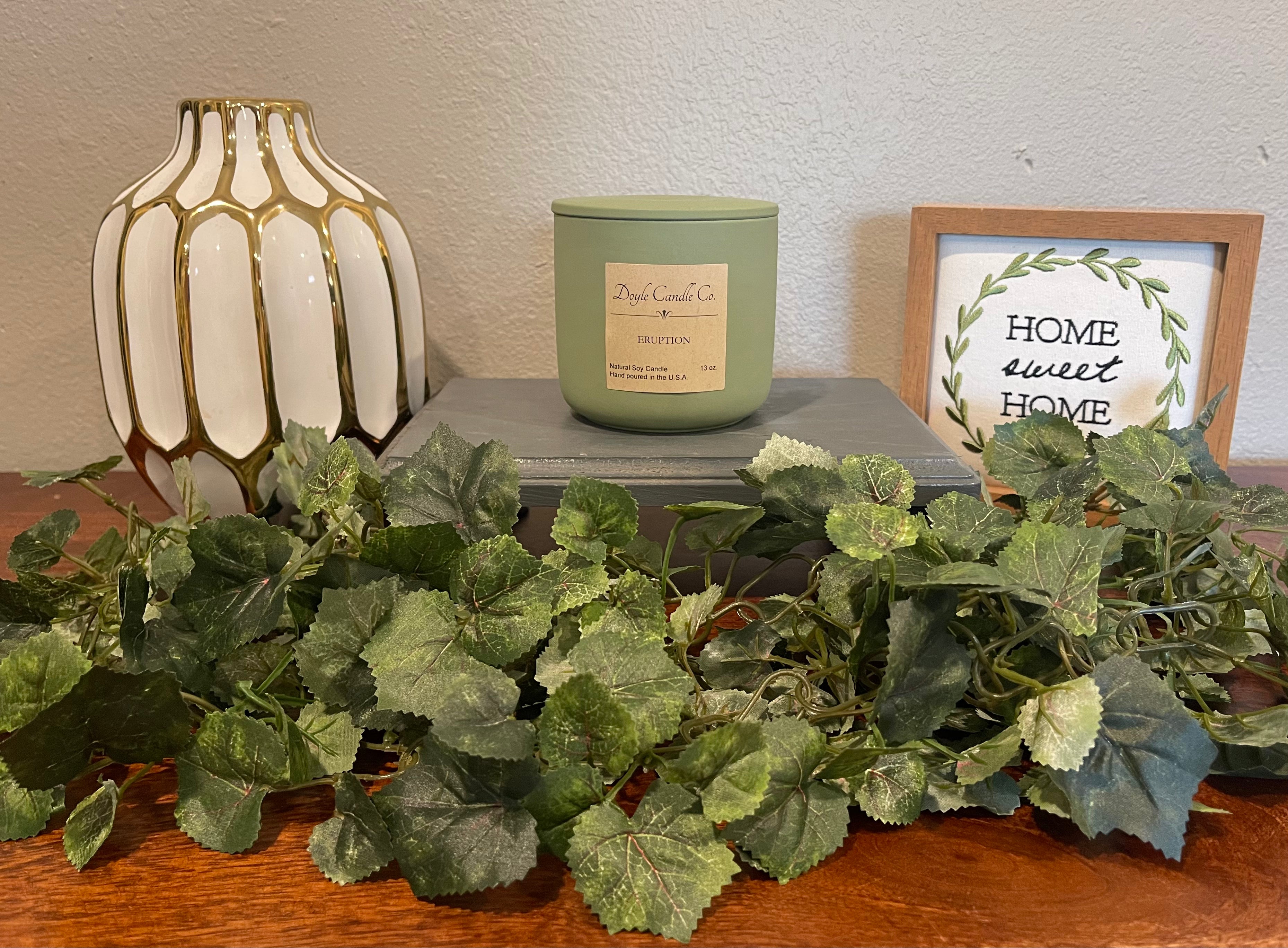 Olive Ceramic Jar Candle with Lid