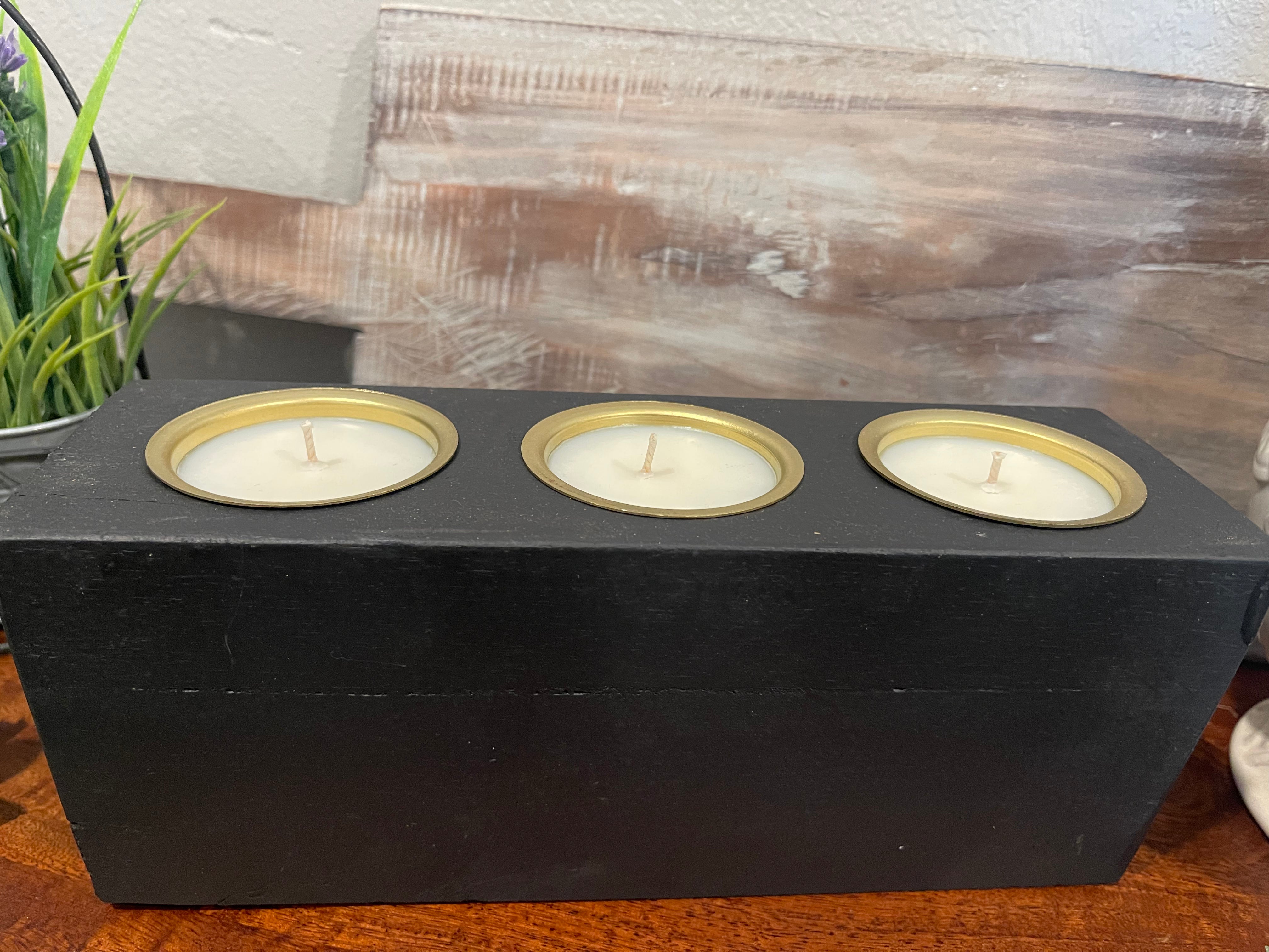 Triple Sugar Mold Candle with Cup - Black