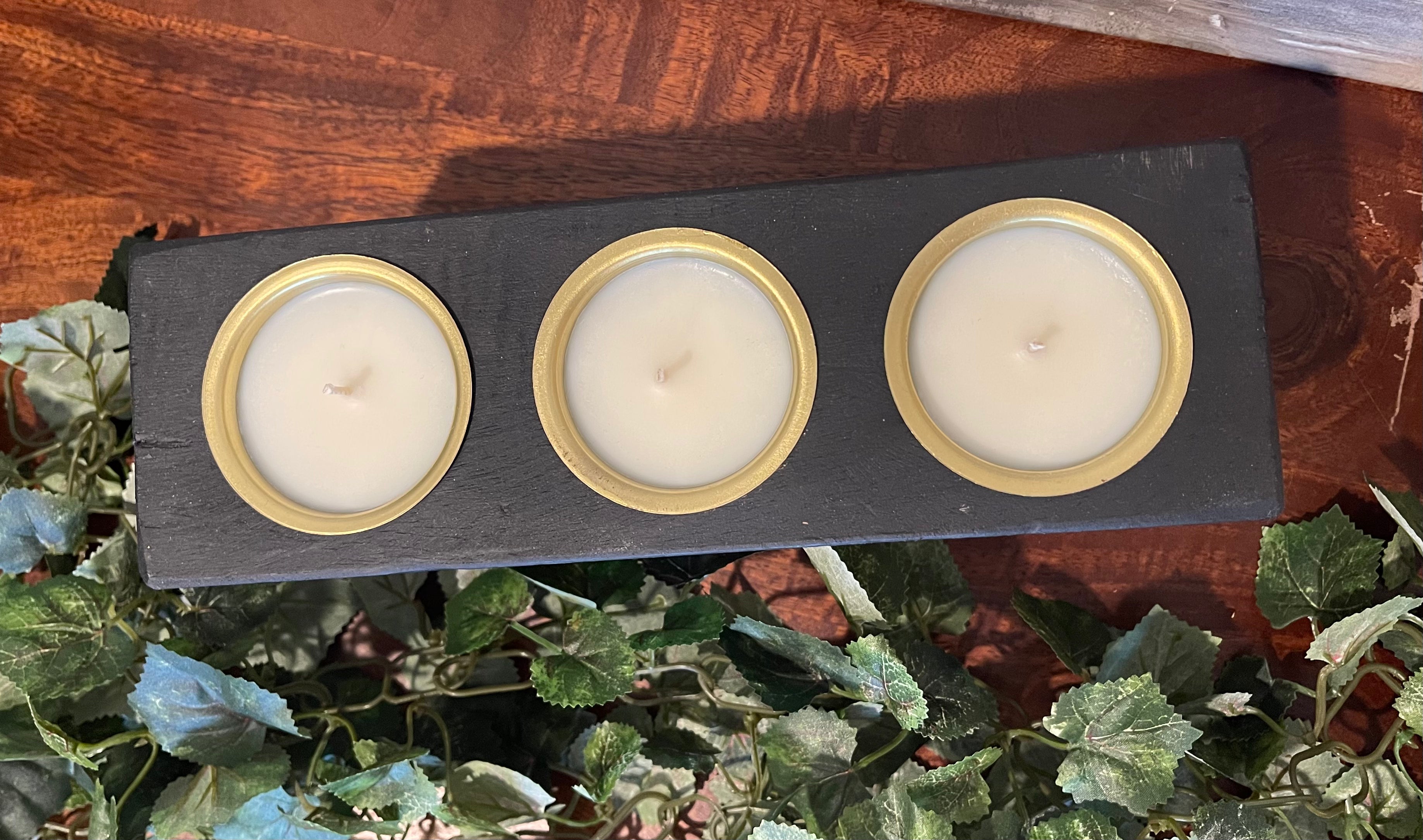 Triple Sugar Mold Candle with Cup - Black