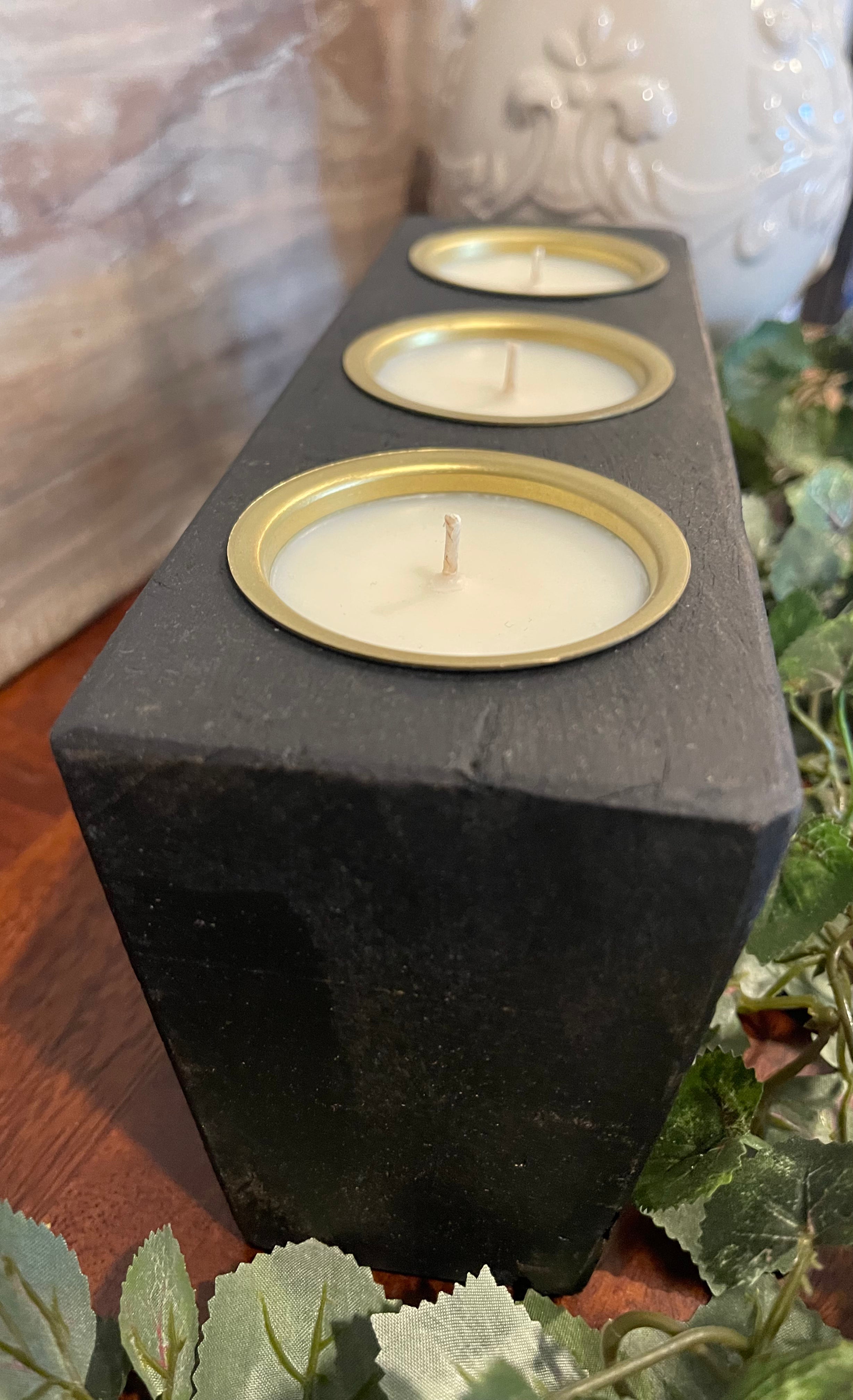 Triple Sugar Mold Candle with Cup - Black