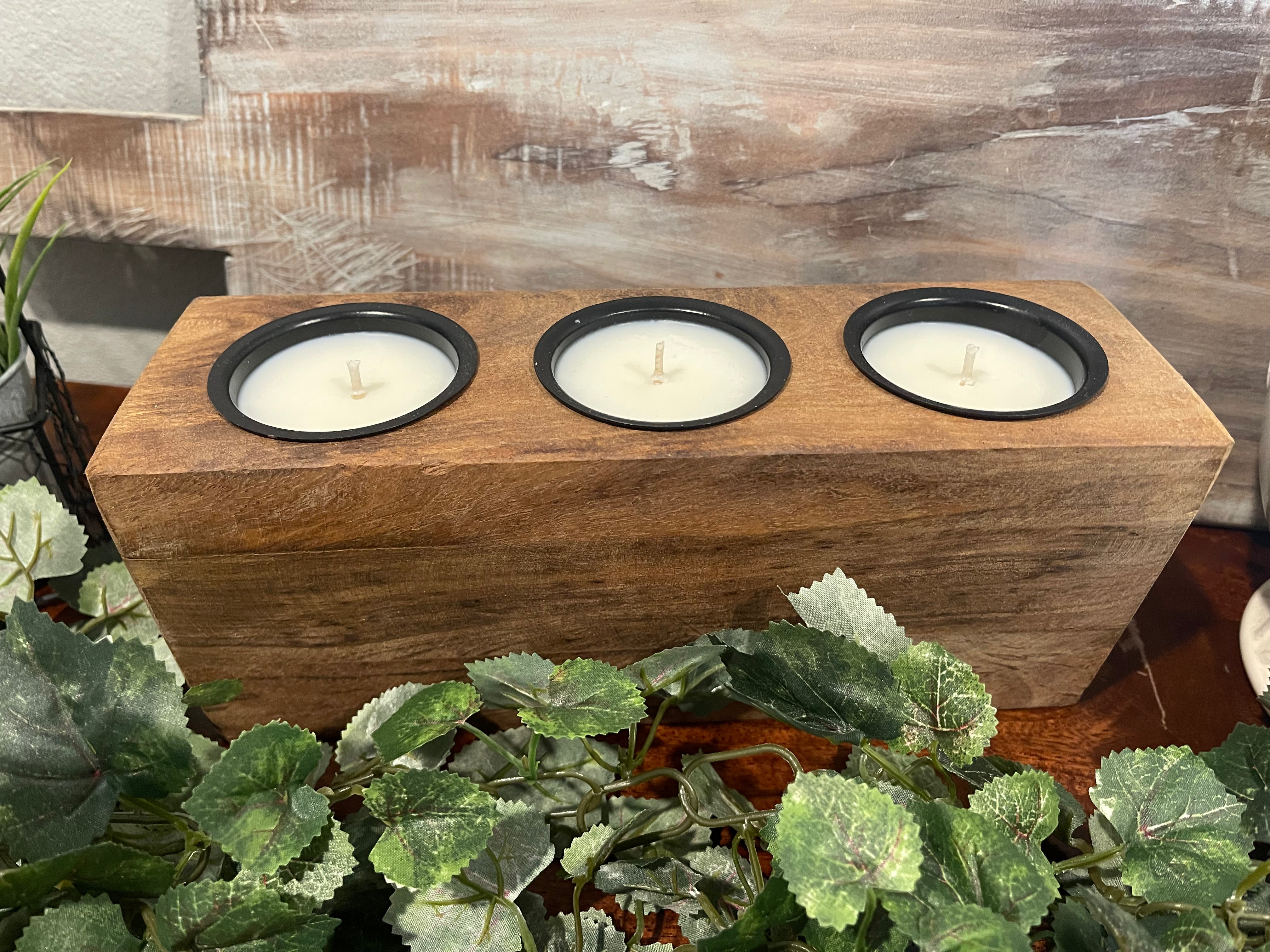 Triple Sugar Mold Candle with Cup - Walnut