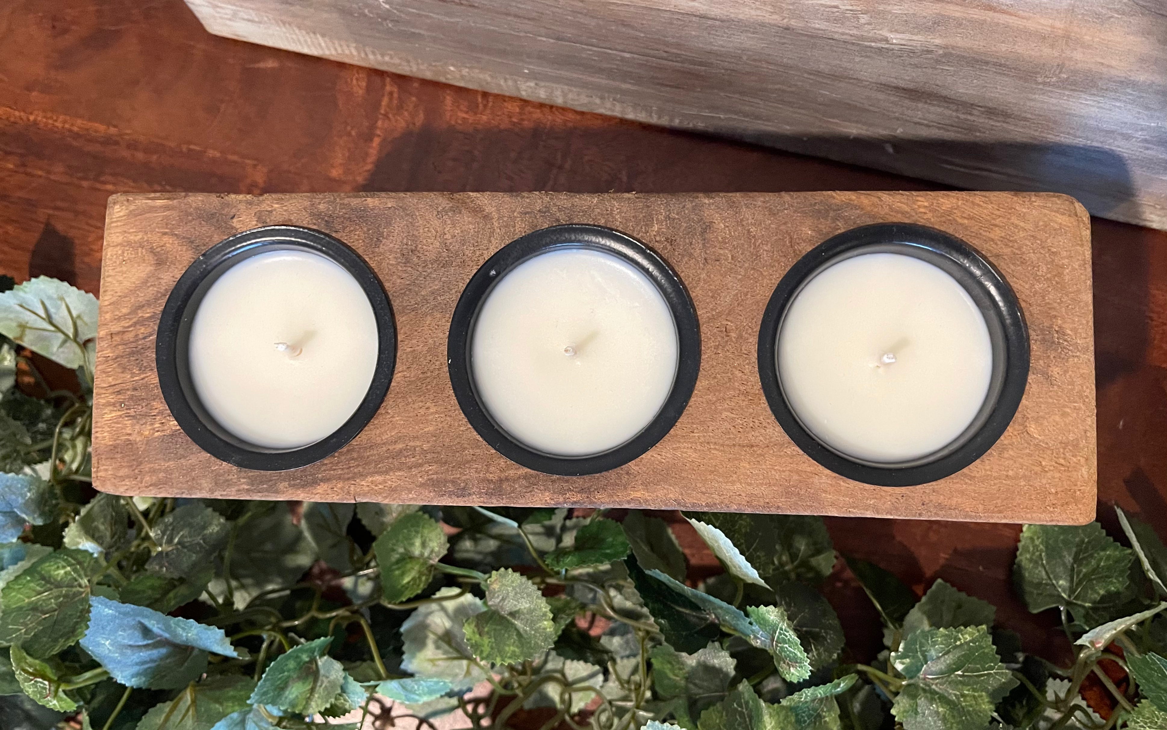 Triple Sugar Mold Candle with Cup - Walnut