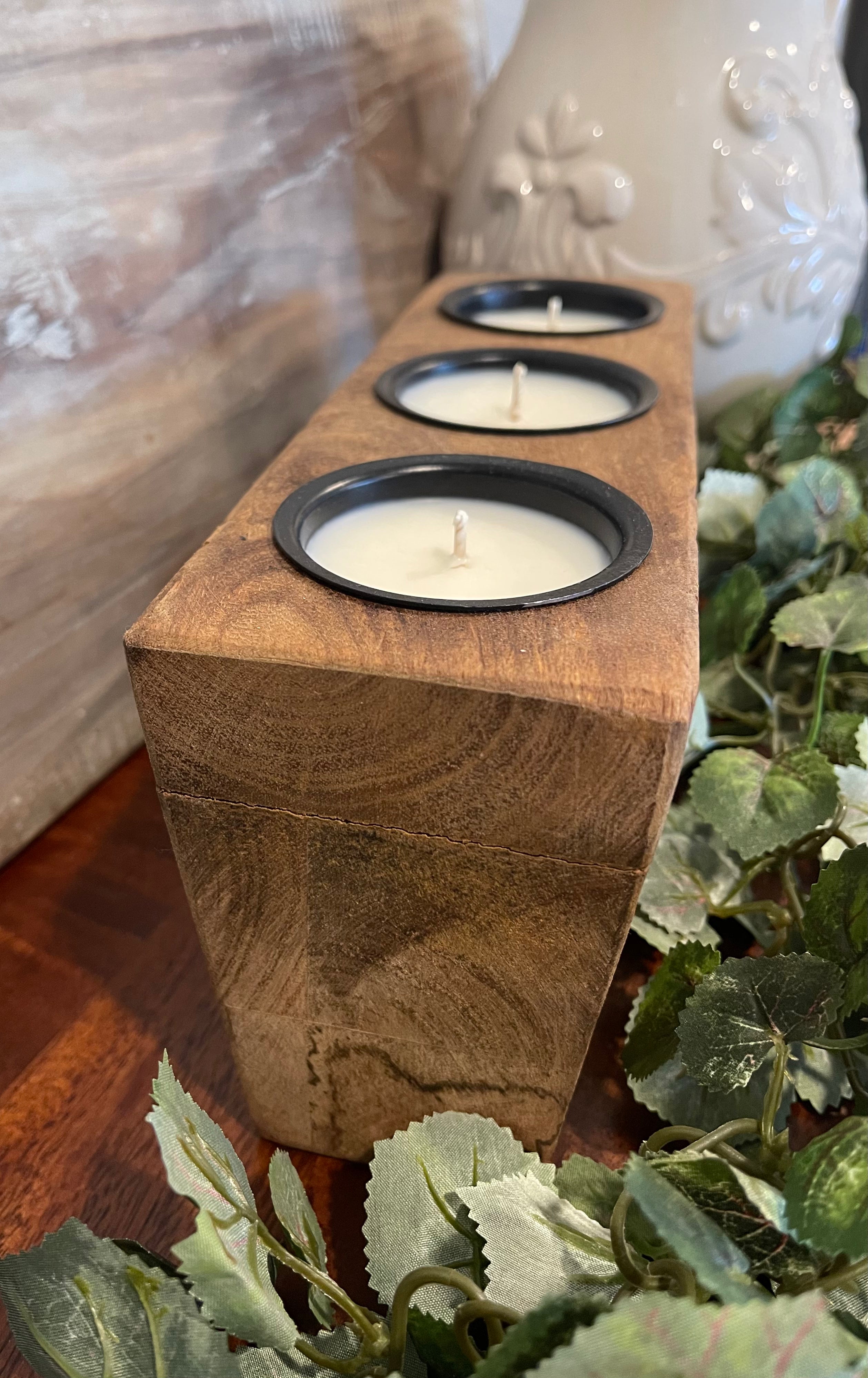 Triple Sugar Mold Candle with Cup - Walnut