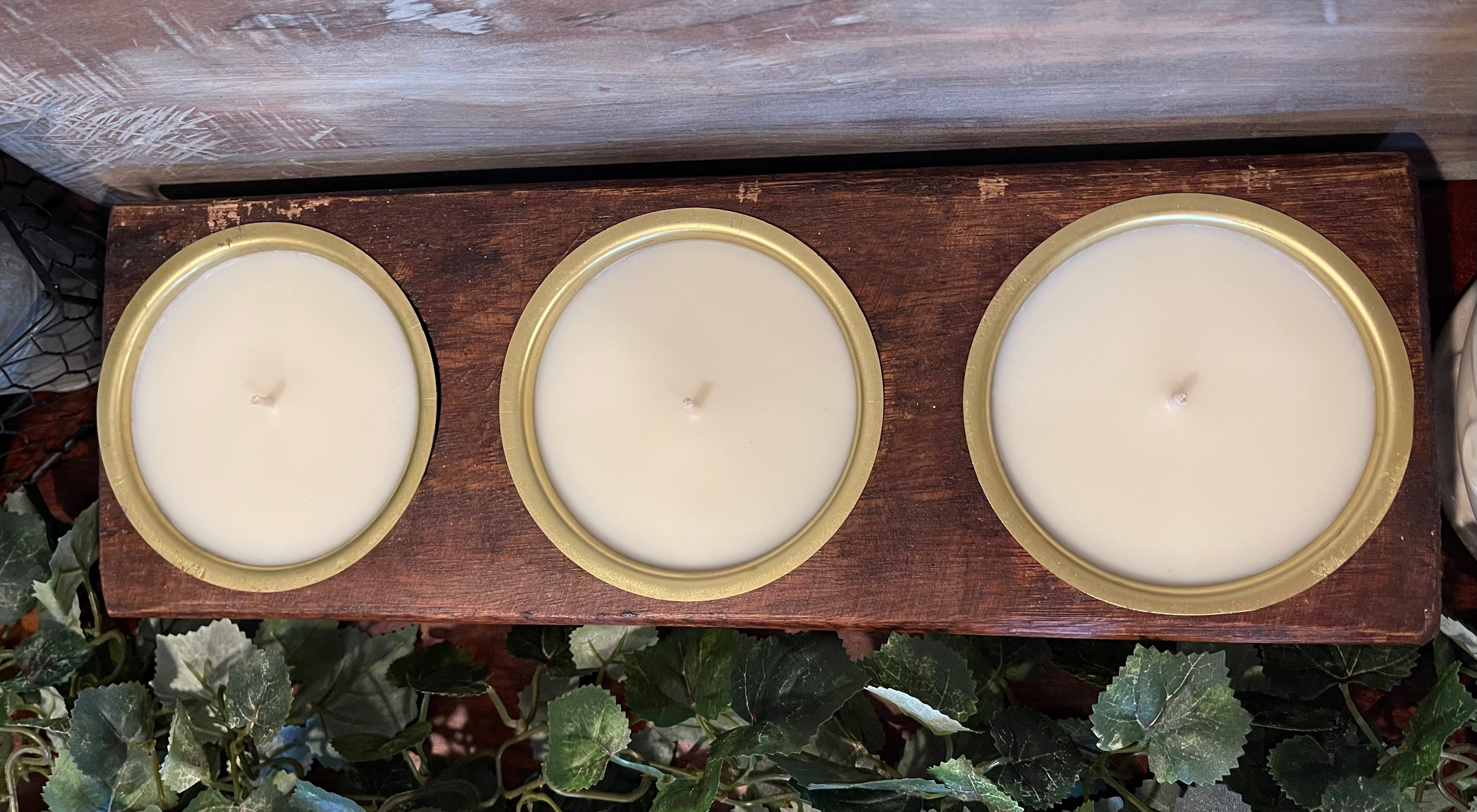 Three Hole Cheese Mold Candle - Walnut