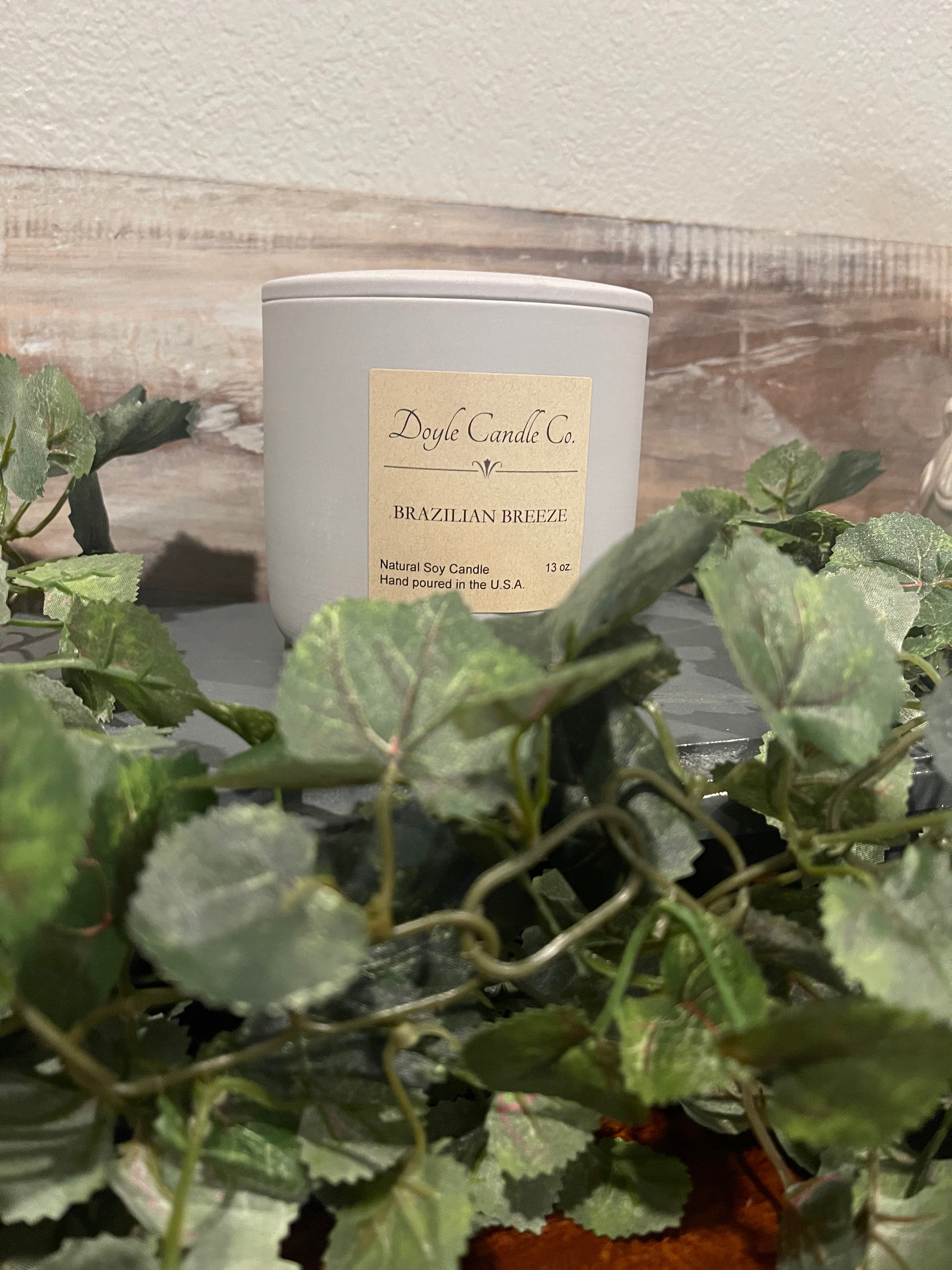 Gray Ceramic Jar Candle with Lid