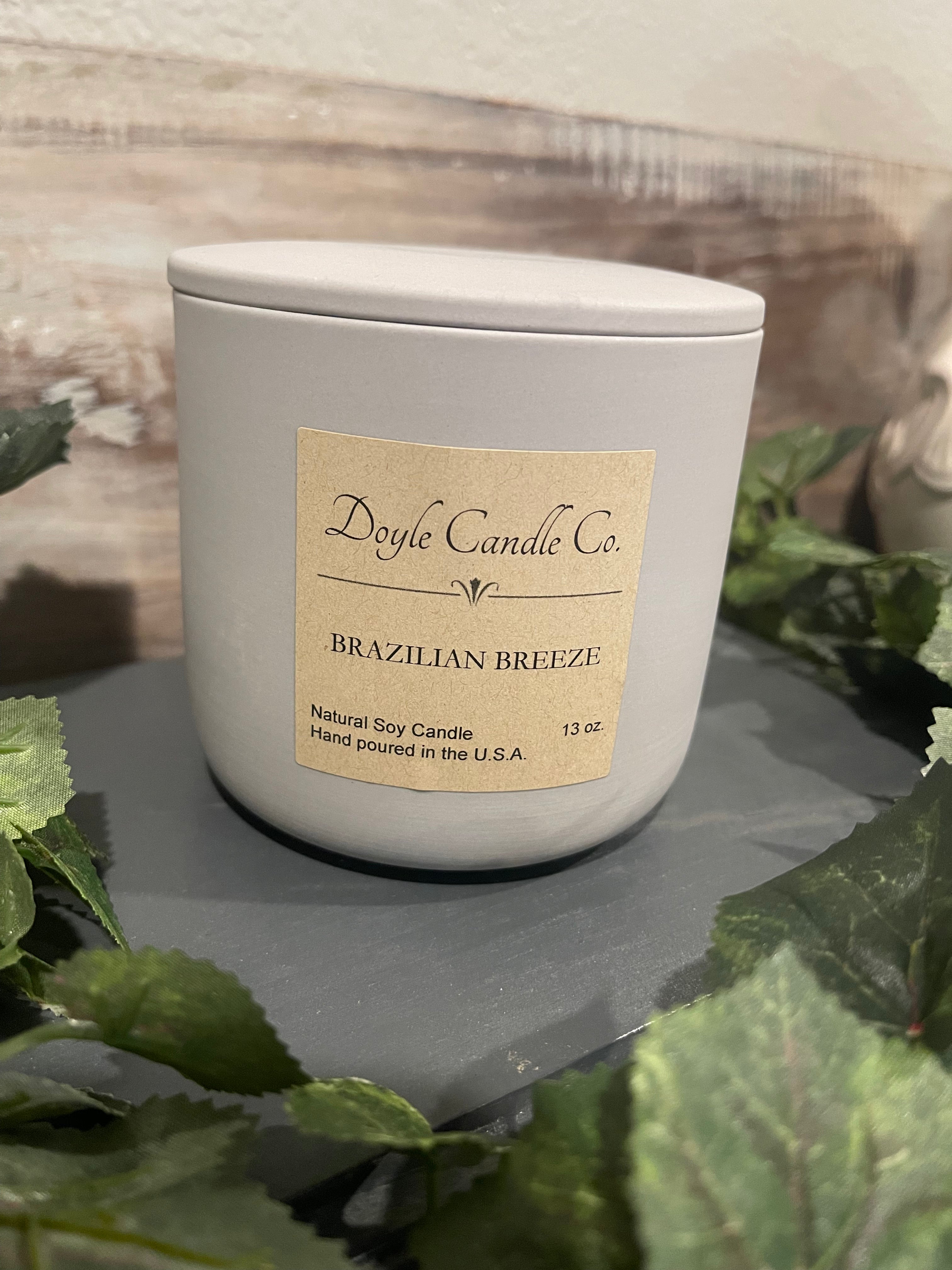 Gray Ceramic Jar Candle with Lid