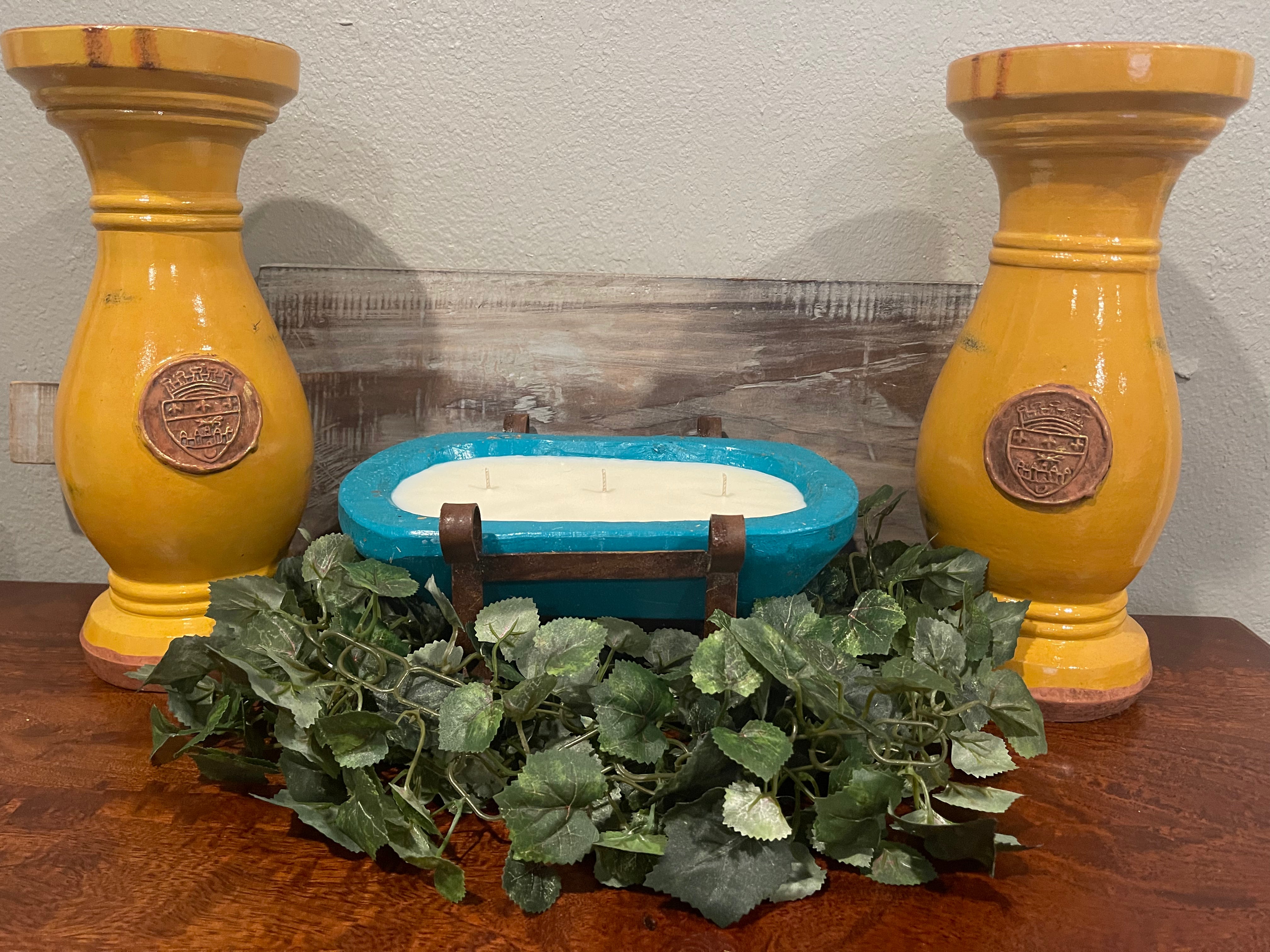3 Wick Dough Bowl Candle - Turquoise
