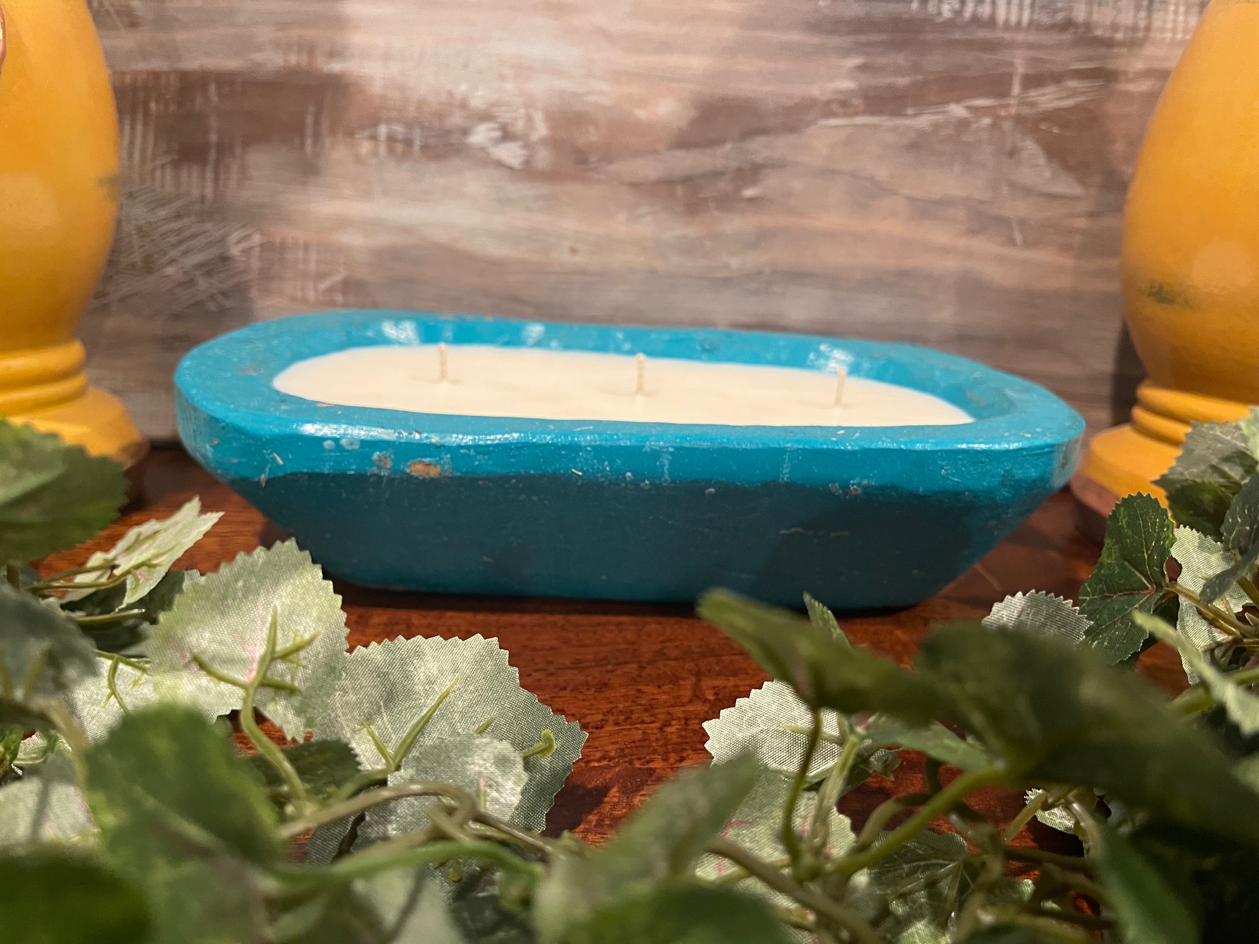 3 Wick Dough Bowl Candle - Turquoise