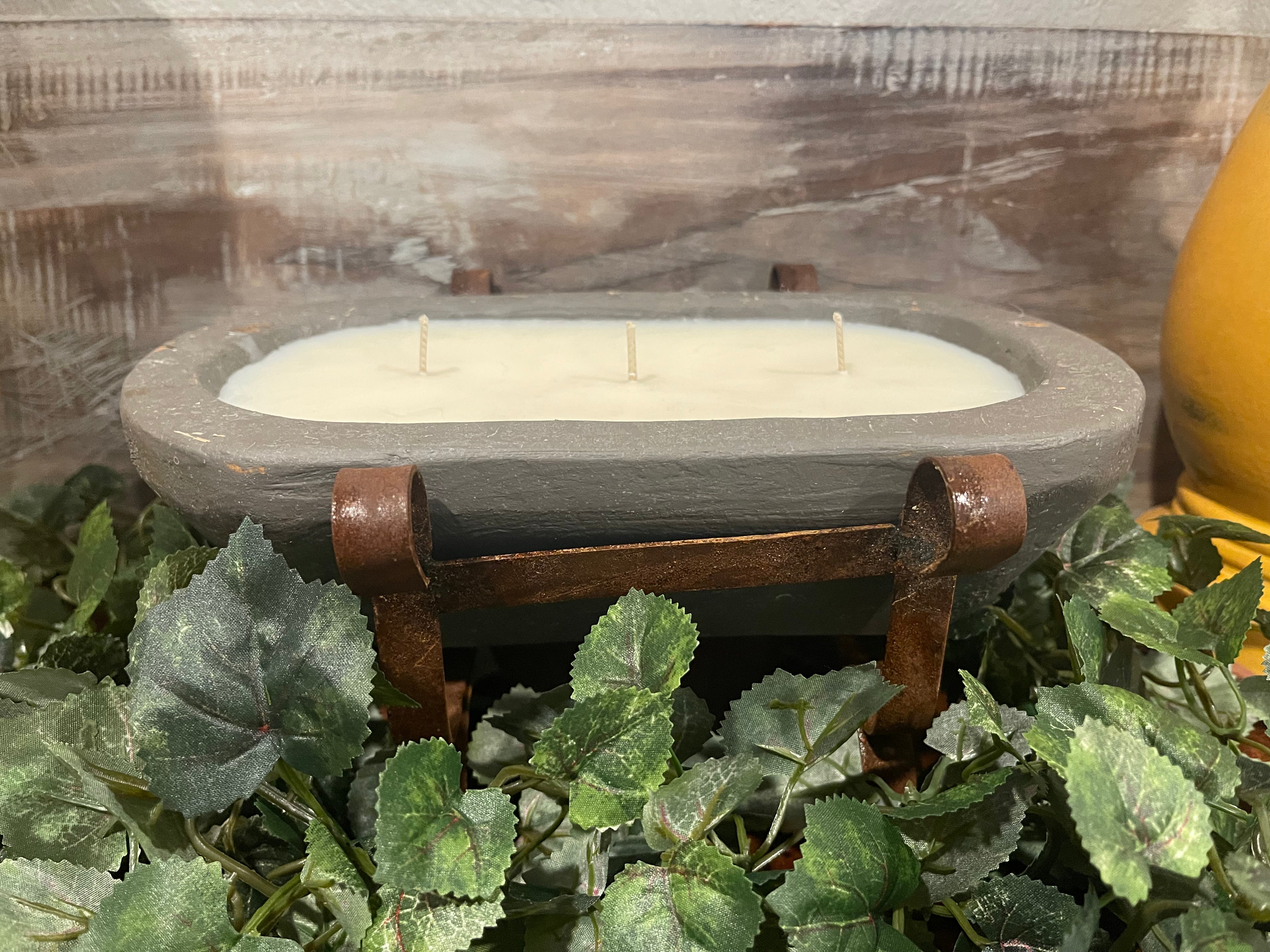 3 Wick Dough Bowl Candle - Gray