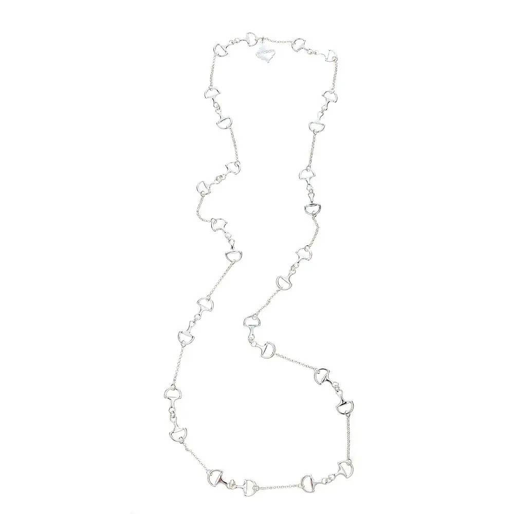 Fornash Long Baby Horsebit Necklace: Silver