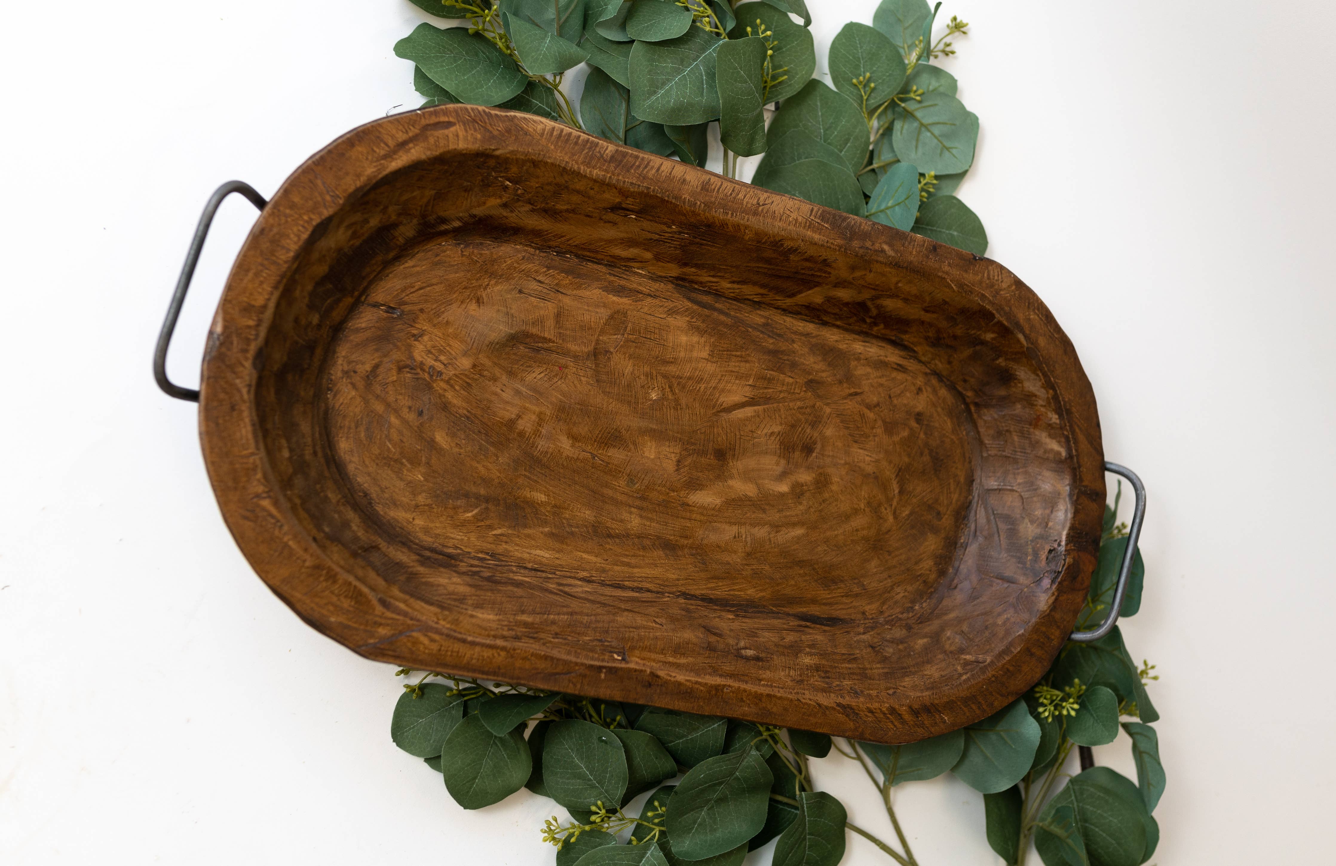 Natural Medium Carved Bowl With Handles